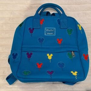 Disney Parks Loungefly Mickey Mouse Balloons Backpack Blue Canvas Like New! Rare